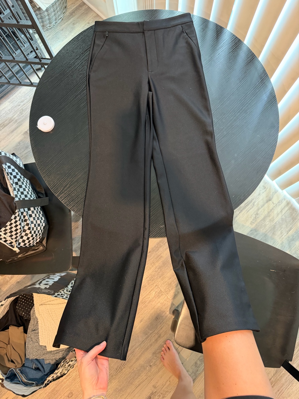 Good American High Shine Compression Black Boot Cut Pants